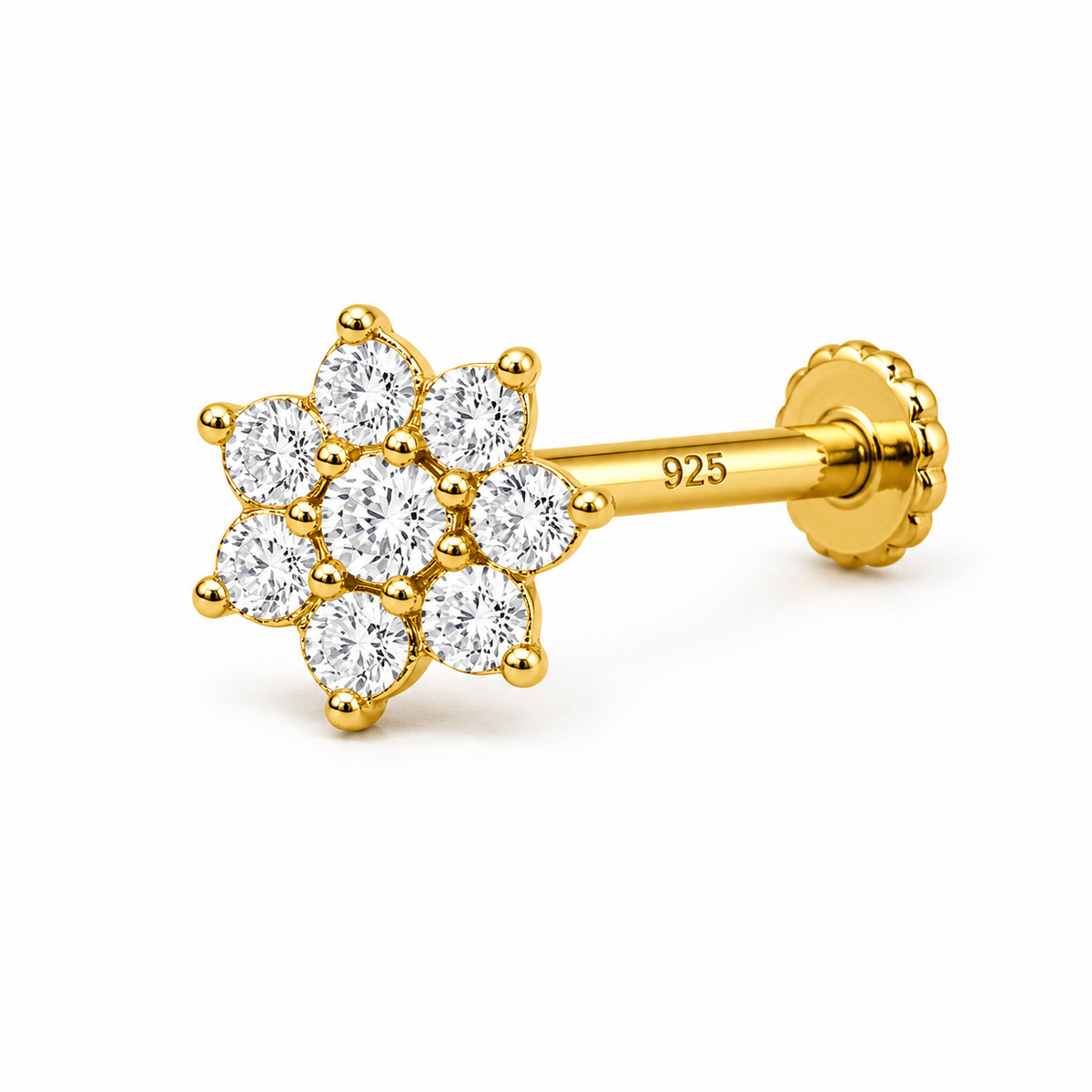Full Bloom Cluster Nose Pin - full length shot