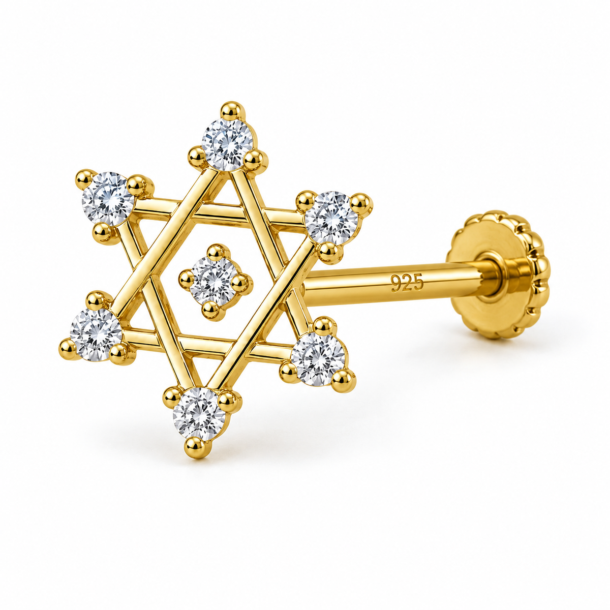 Six Pointed Star Nose Pin - back view with clasp