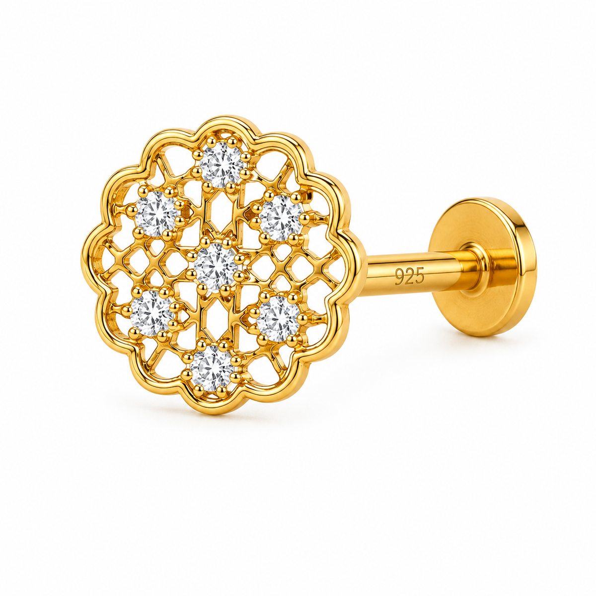 Jali Lattice Nose Ring - back view with clasp