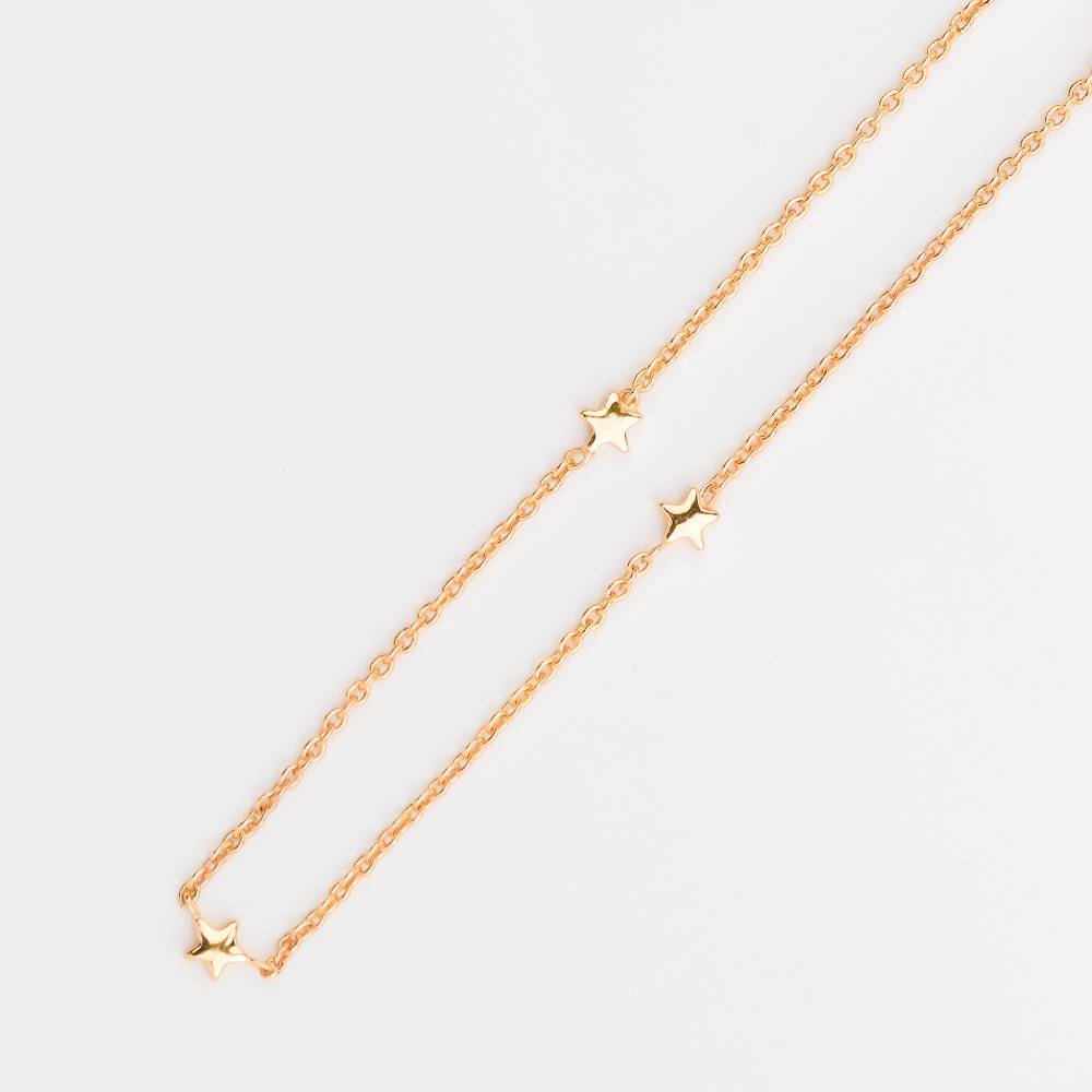 Gold Star Chain 16" For Kids & Girls - 925 Sterling Silver Gold Plated