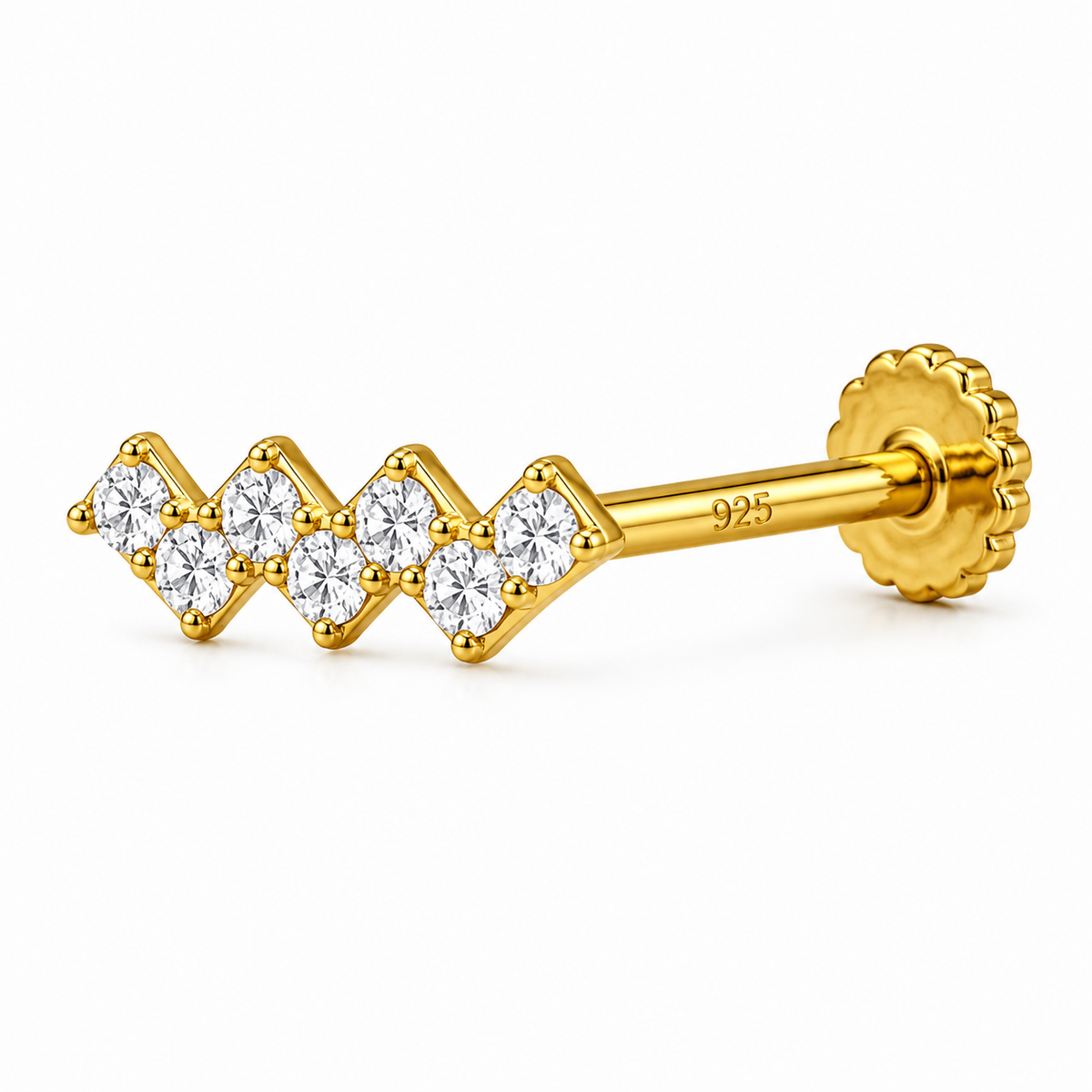 Zigzag Bar Nose Pin - back view with clasp