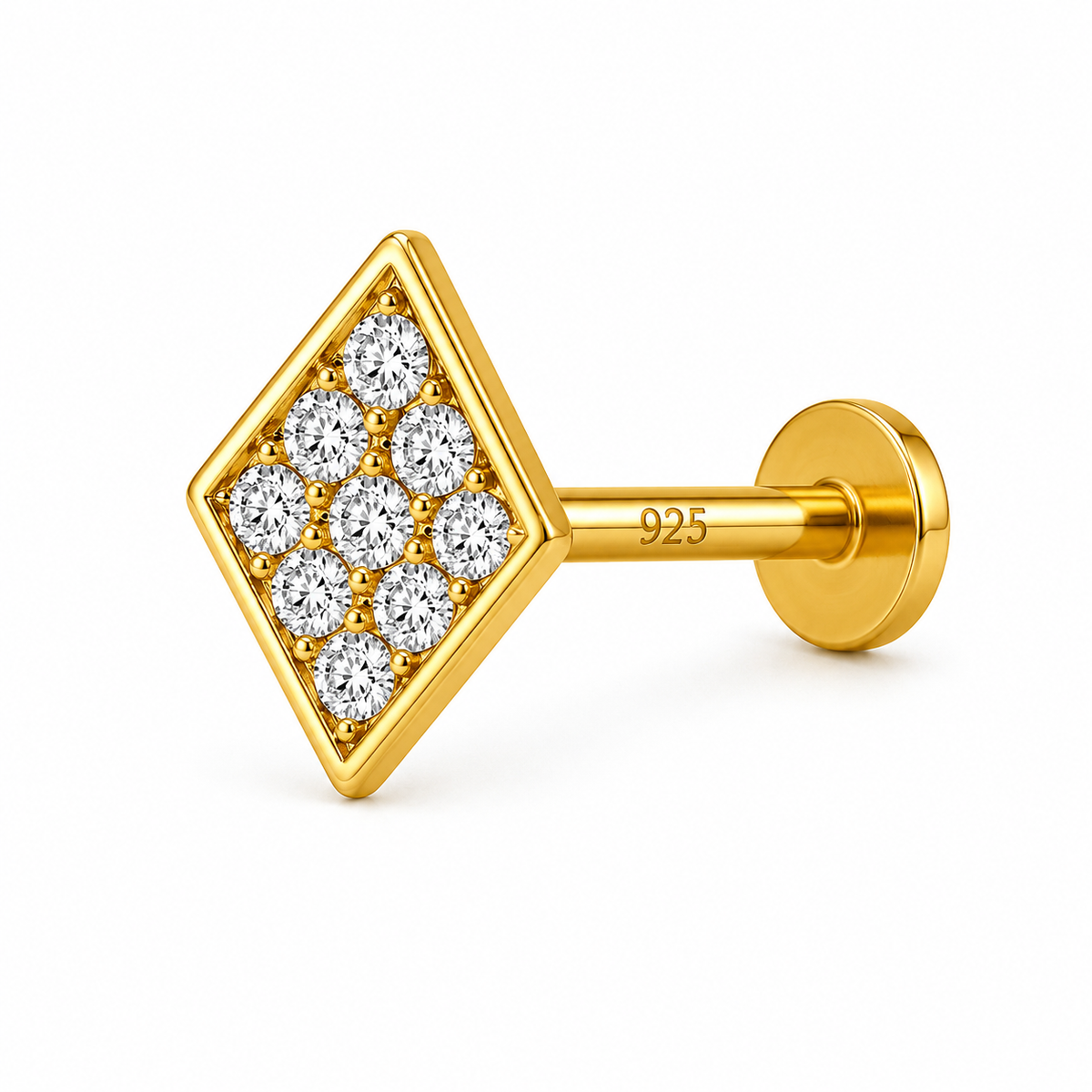Diamond Shape Pave Nose Pin - close-up detail