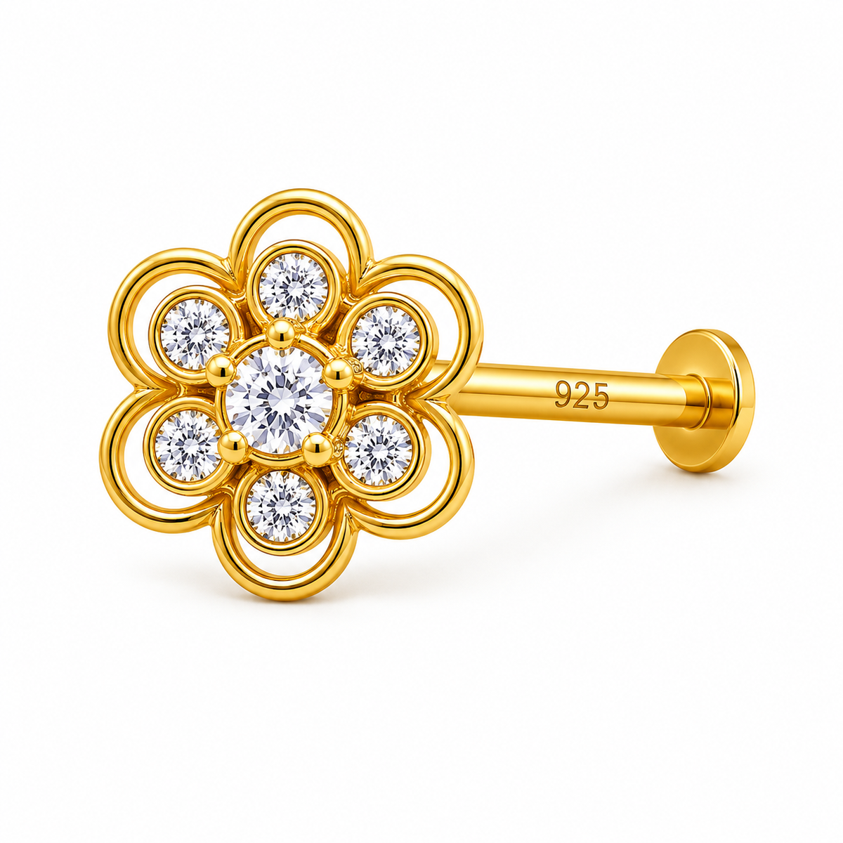 Double Layer Rosette Nose Pin - full length shot