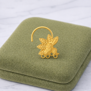 Gold Plated Peacock Nose Pin – Traditional Textured Ethnic Design