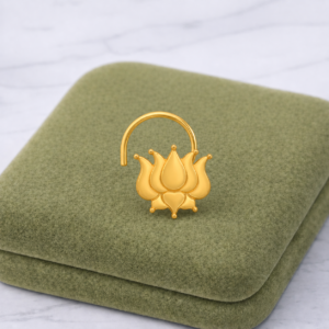 Gold Plated Lotus Nose Pin – Traditional Floral Ethnic Design