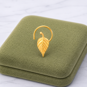 Gold Plated Leaf Nose Pin – Nature Inspired Minimal Ethnic Design