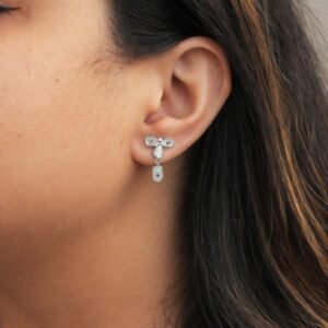 1.00 Ct Unshaped Polki Diamond Drop Earrings - 925 Sterling Silver