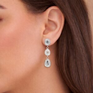 2.00 Ct Unshaped Polki Diamond Drop Earrings - 925 Sterling Silver