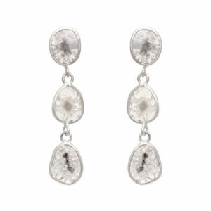 2.00 Ct Unshaped Polki Diamond Drop Earrings - 925 Sterling Silver