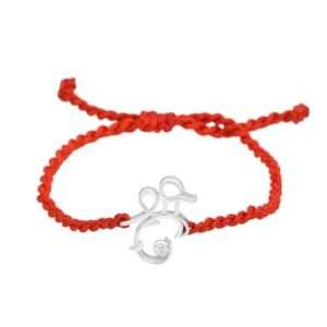 White CZ Ganesh Symbol Thread Rakhi Bracelet - Sterling Silver