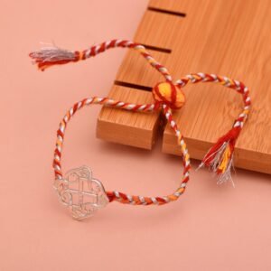 Swastik Mandala Thread Rakhi Bracelet - Sterling Silver