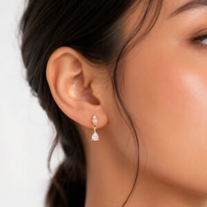 Teardrop Drop Flat Back Studs CZ Dangle Earrings – Sterling Silver