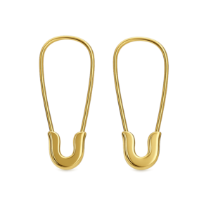 Safety Pin Earrings - 925 Sterling Silver Gold Plated