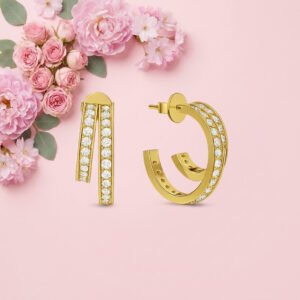 Duet Glam Huggies - 925 Sterling Silver Gold Plated