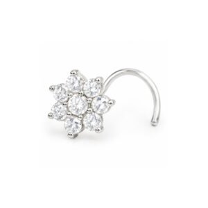Full Bloom Cluster CZ Nose Pin 925 Sterling Silver