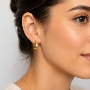 Princess Solitaire White Cz Hoop Earrings – Sterling Silver