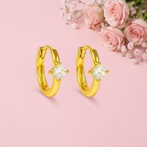 Princess Solitaire White Cz Hoop Earrings – Sterling Silver