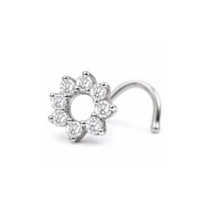 Open Circle Halo CZ Nose Pin 925 Sterling Silver