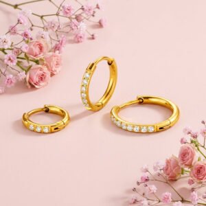 Gold Hoop Earrings with Clicker Closure – 6mm, 7mm & 8mm