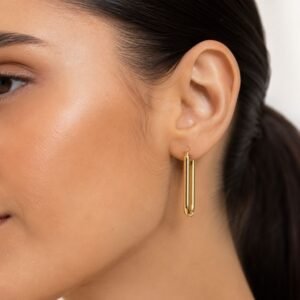 Long Bar Hoops - 925 Sterling Silver Gold Plated