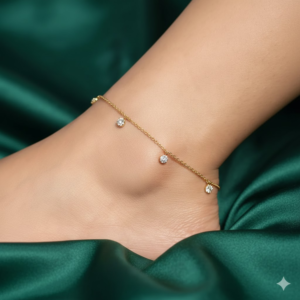 Ocean Sparkle Drop Anklet – Sterling Silver