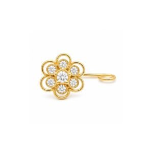 Double Layer Rosette CZ Nose Pin 925 Sterling Silver