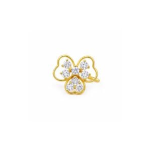 Three Petal Flower CZ Nose Pin 925 Sterling Silver