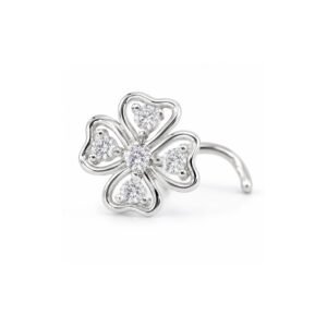 Four Petal Clover CZ Nose Pin 925 Sterling Silver