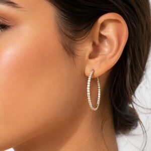 Inside Out Hoop Earrings - 925 Sterling Silver Gold Plated