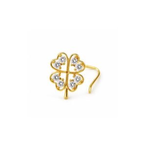 Four Leaf Clover CZ Nose Pin 925 Sterling Silver