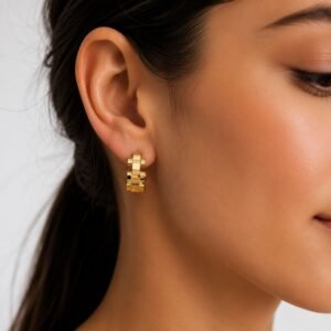 Wrist Watch Hoop Earrings - 925 Sterling Silver Gold Plated