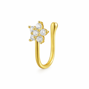 Floral White Cz Nose Pin – Sterling Silver