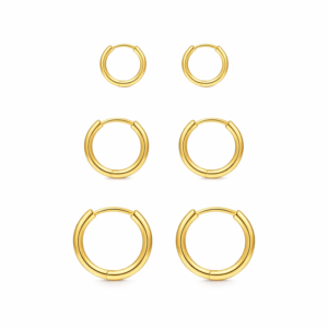 Plain Gold Hoop Earrings with Clicker Closure – 6mm, 7mm & 8mm