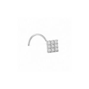 Square Pave CZ Nose Pin 925 Sterling Silver