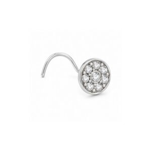 Round Bezel Halo CZ Nose Pin 925 Sterling Silver