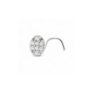 Oval Pave CZ Nose Pin 925 Sterling Silver