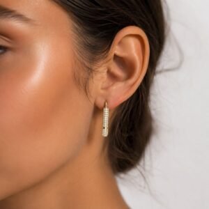 Glam Safety Pin Earrings - 925 Sterling Silver Gold Plated