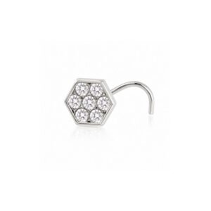 Hexagon Pave CZ Nose Pin 925 Sterling Silver