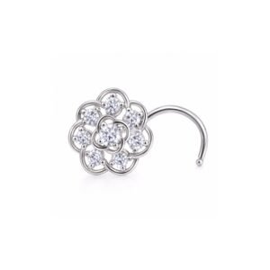 Filigree Rosette CZ Nose Pin 925 Sterling Silver