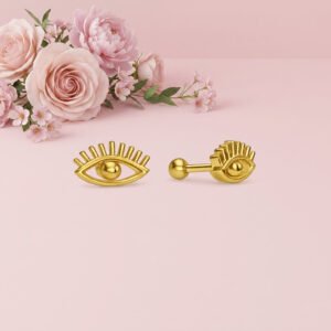 Evil Eye Studs - 925 Sterling Silver Gold Plated