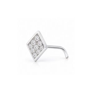 Diamond Shape Pave CZ Nose Pin 925 Sterling Silver