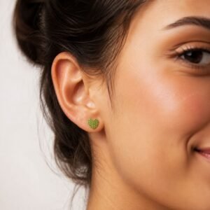 Emerald Heart Studs - 925 Sterling Silver Gold Plated