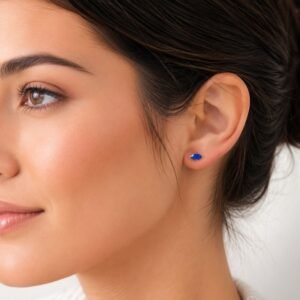 Sapphire Marquise Studs - 925 Sterling Silver Gold Plated