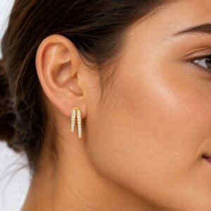 Duet Glam Huggies - 925 Sterling Silver Gold Plated