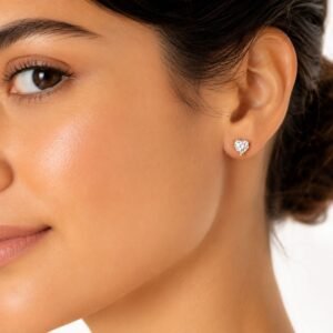 Heart Diamond Studs - 925 Sterling Silver Gold Plated