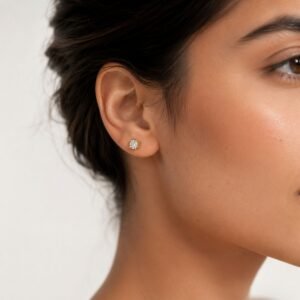 7mm Diamond Studs - 925 Sterling Silver Gold Plated