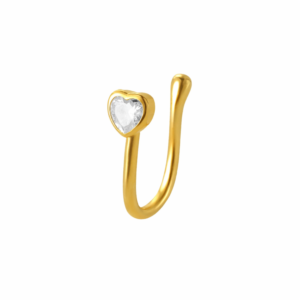 White Cz Heart Nose Pin – Sterling Silver