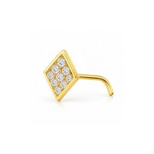 Diamond Shape Pave CZ Nose Pin 925 Sterling Silver