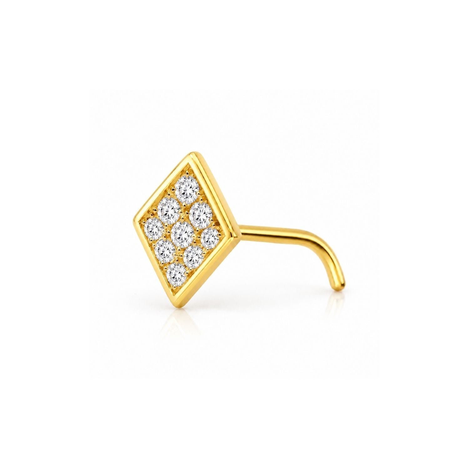Diamond Shape Pave CZ Nose Pin 925 Sterling Silver - Image 2