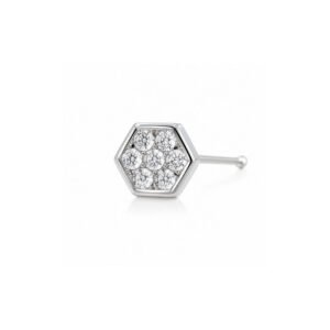 Hexagon Stud Pave CZ Nose Pin 925 Sterling Silver